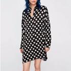 Long Sleeve Polka-dot Sheath Dress
