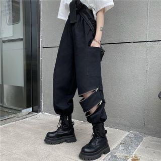 Plain Zip Cargo Pants