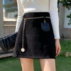 Chain Belt Mini A-line Skirt