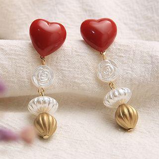 Acrylic Heart Dangle Earring 1 Pair - As Shown In Figure - One Size