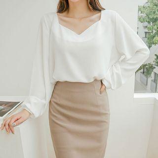 Plus Size Sweetheart-neck Blouse