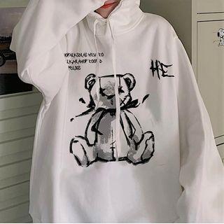 Oversize Long-sleeve Printed Hoodie
