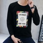 Floral Print Lettering Long Sleeve T-shirt