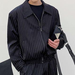 Pinstripe Zip Front Jacket