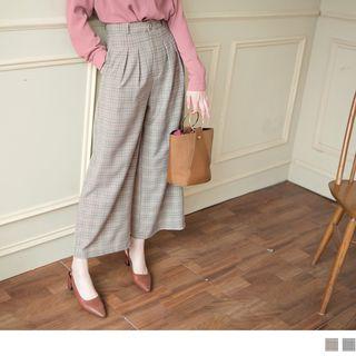 High Waist Plaid Wide Leg Pants