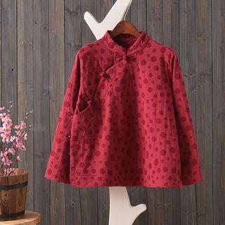 Mandarin Collar Dotted Blouse