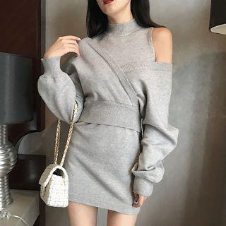 Set: Mini Knit Sheath Dress + Sweater