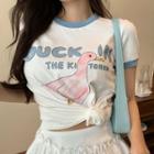 Short-sleeve Duck Print T-shirt Duck - Pink - One Size