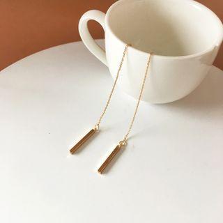 Bar Alloy Dangle Earring 1 Pair - Threader Earring - Gold - One Size
