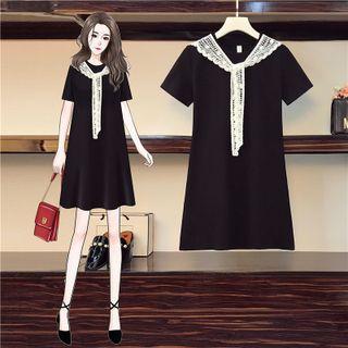 Set: Short-sleeve Dress + Shawl