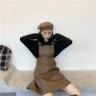 Batwing Mock Neck Top / Faux Leather Jumper Dress