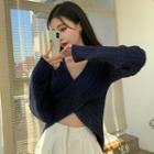 Cross-strap Cable-knit Cropped Sweater