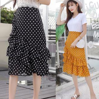 Dotted Midi A-line Chiffon Skirt
