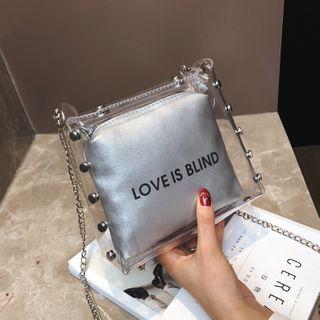Clear Crossbody Bag With Letter Printed Pouch