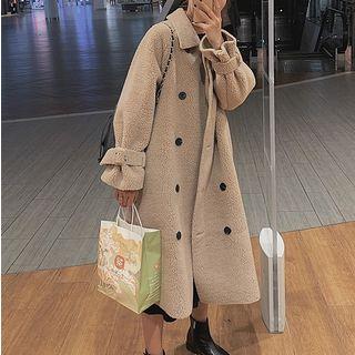Faux Shearling Double-breasted Midi Coat
