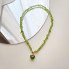 Sterling Silver Heart Necklace Green - One Size