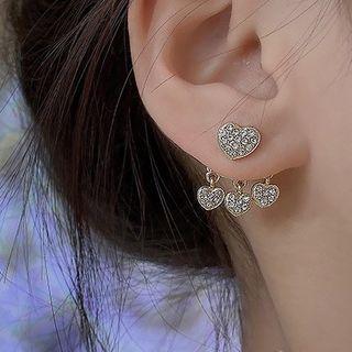Heart Rhinestone Alloy Swing Earring 1 Pair - Gold - One Size
