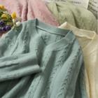 V-neck Cable-knit Sweater In 5 Colors