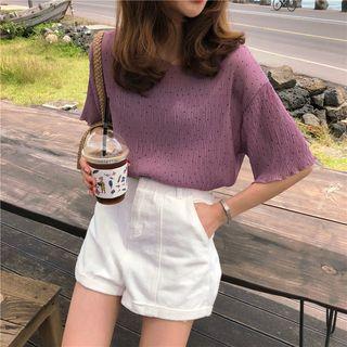 Spot Print Short-sleeve Chiffon Top