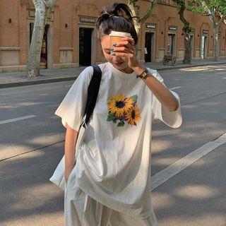Flower Short-sleeve Crop T-shirt