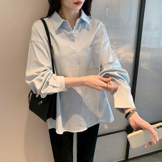 Pocket Detail Shirt Light Blue - One Size