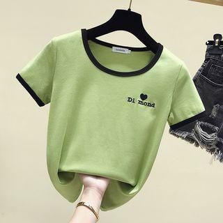 Lettering Embroidery Short-sleeve Top