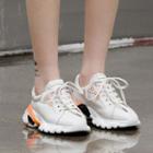 Genuine Leather Contrast Trim Sneakers