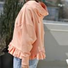 Frill-hem Boxy Hoodie