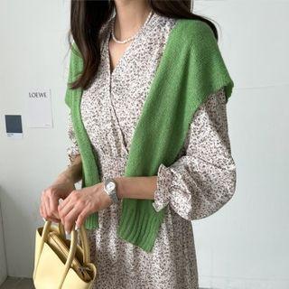 Rib-trim Knit Shawl Capelet
