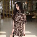 Leopard Print Short Sleeve T-shirt As Shown In Figure - One Size