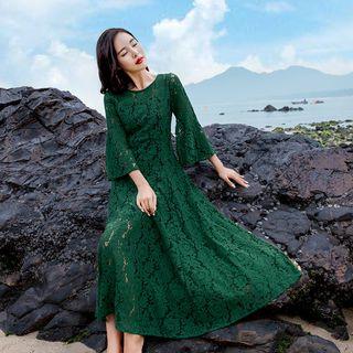 Elbow-sleeve Midi Lace Sundress