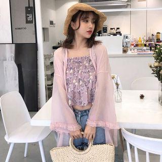 Open Front Jacket / Printed Camisole Top