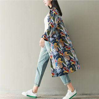 Printed Loose-fit Trench Jacket