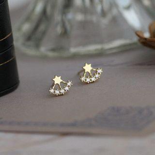 Star Rhinestone Sterling Silver Swing Earring 1 Pair - Gold - One Size