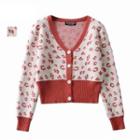 Leopard Print Cardigan Red & White - One Size