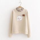 Mock Two-piece Printed Pullover Khaki - One Size