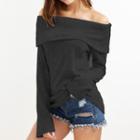 Plain Off-shoulder Sweater