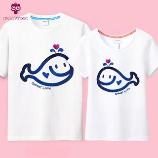 Couple Matching Whale Print Short Sleeve T-shirt