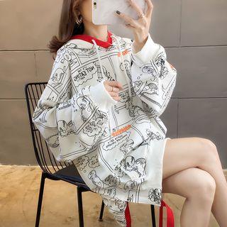 Cartoon-print Hooded Sweatshirt