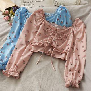 Boatneck Drawstring Printed Crop Top In 5 Colors