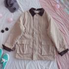 Collared Single-breasted Cargo Jacket Almond - One Size