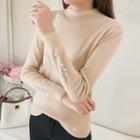 Faux-pearl Long-sleeve Knit Top