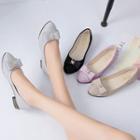 Pointed Bow Accent Glitter Flats