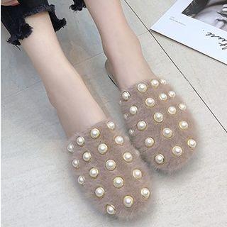 Beaded Furry Slippers