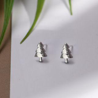 925 Sterling Silver Christmas Tree Earring R634 - Tree - Silver - One Size