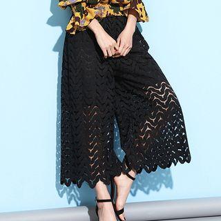 Perforated Scallop Hem Culottes