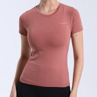 Short-sleeve Lettering Sports Knit Top