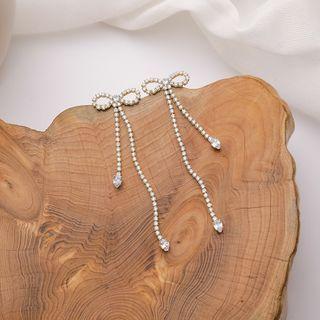 Bow Rhinestone Earring 1 Pair - Gold - One Size
