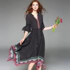 Hanky-hem Dotted Silk Dress