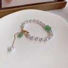Bead Bracelet 1 Pc - Bead Bracelet - Green & Off-white - One Size